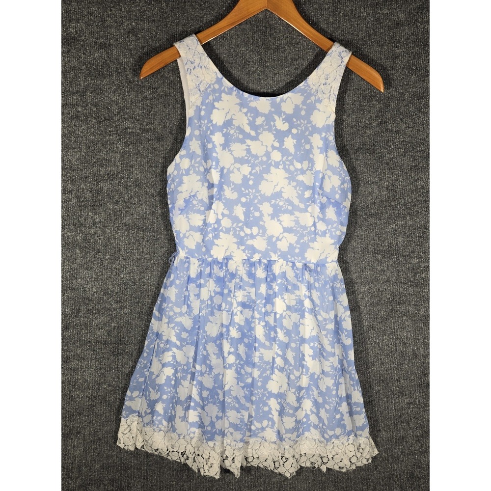 Disney Alice In Wonderland Dress Womens Small Blue White Floral Lace Sleeveless